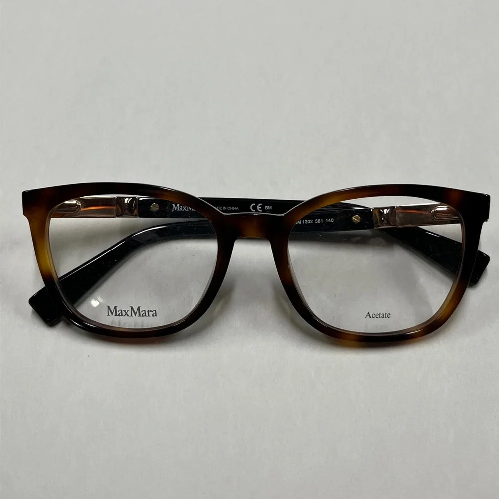MAXMARA NWOT Women's Tortoise Modern Square 58-140 Springe Hinge Eyeglass Frame